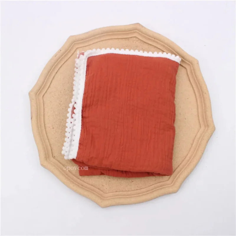 Cobertor Infantil de Musselina Branco Lenogue Vermelho b / 80x65cm