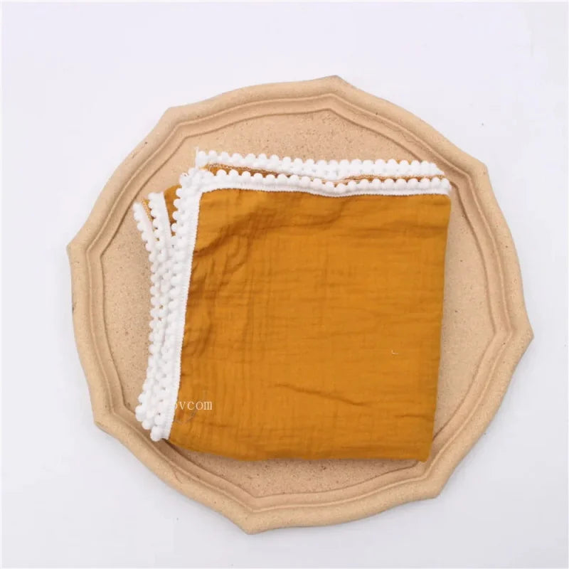 Cobertor Infantil de Musselina Branco Lenogue Mostarda b / 80x65cm