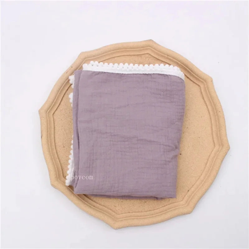 Cobertor Infantil de Musselina Branco Lenogue Purpura b / 80x65cm