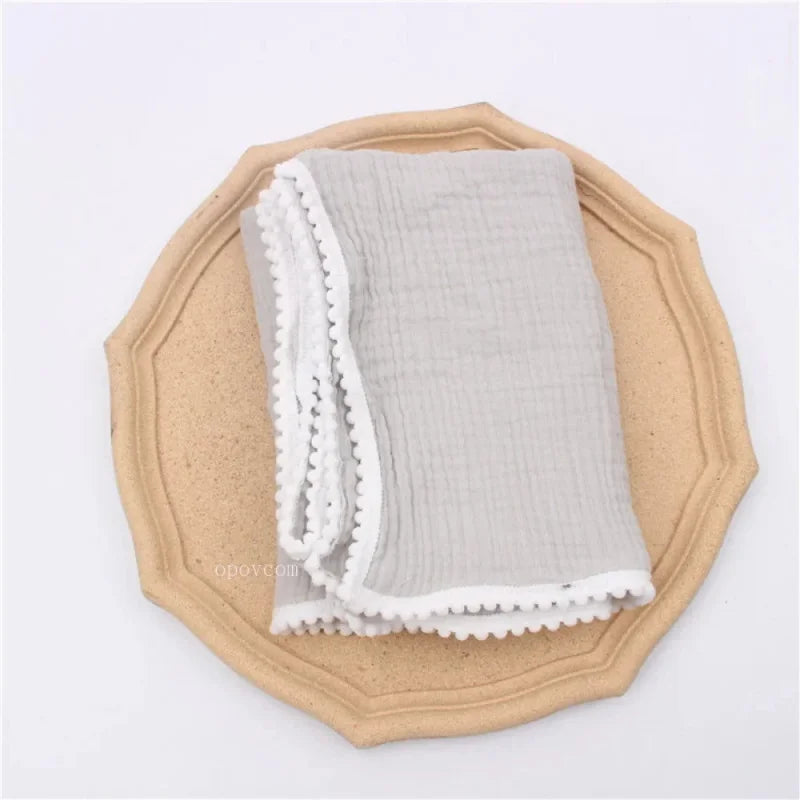 Cobertor Infantil de Musselina Branco Lenogue Cinza b / 80x65cm