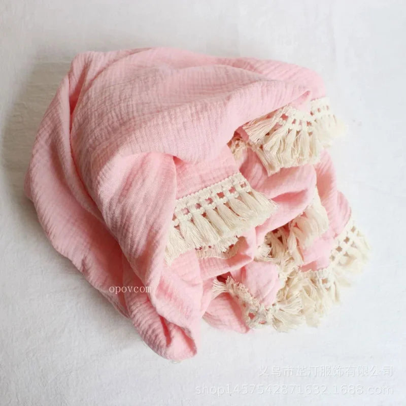 Cobertor Infantil de Musselina Branco Lenogue Rosa a / 80x65cm
