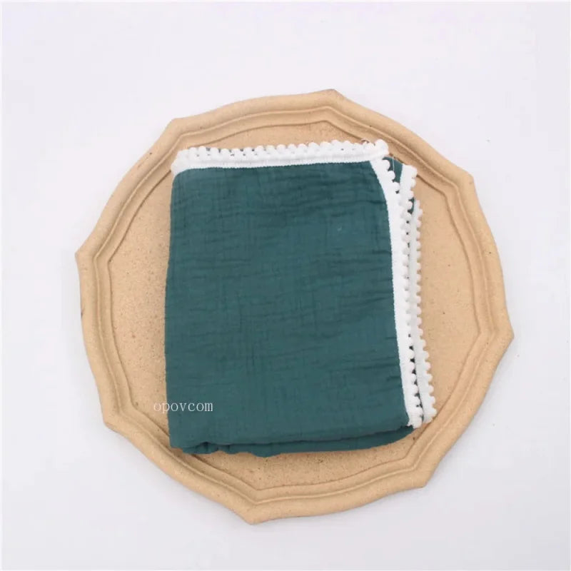 Cobertor Infantil de Musselina Branco Lenogue Turqueza b / 80x65cm