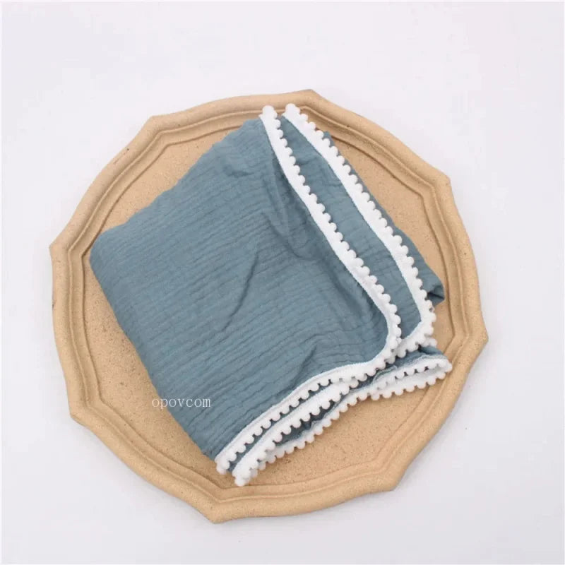 Cobertor Infantil de Musselina Branco Lenogue Cinza Azulado b / 80x65cm