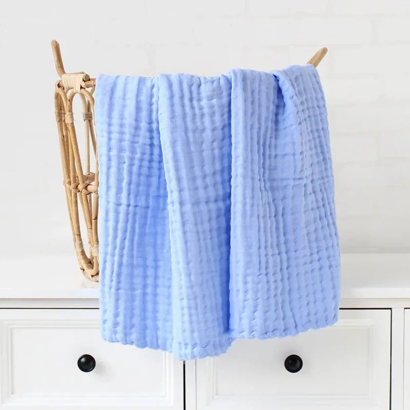 Cobertor Infantil Musselina para Bebê Branco Lenogue Azul