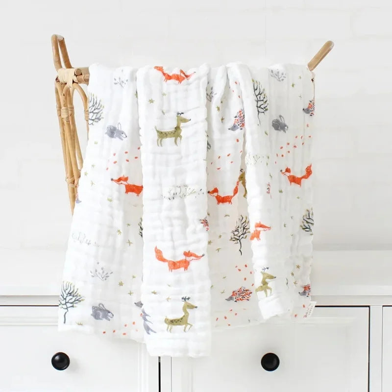 Cobertor Infantil Musselina para Bebê Branco Lenogue Raposa
