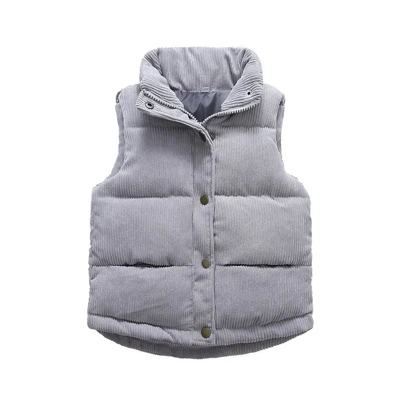 Colete Infantil Cotelê Marrom Lenogue Cinza / 2 anos (100 Cm)