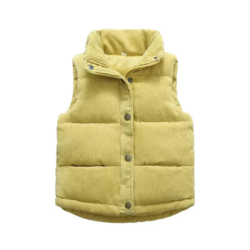Colete Infantil Cotelê Marrom Aconchegante Lenogue para todas As Estações Amarelo / 2 anos (100 Cm)
