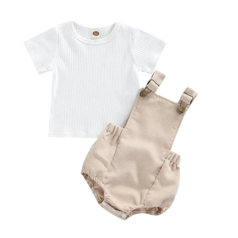 Conjunto Infantil Macacão e Camiseta Azul Lenogue