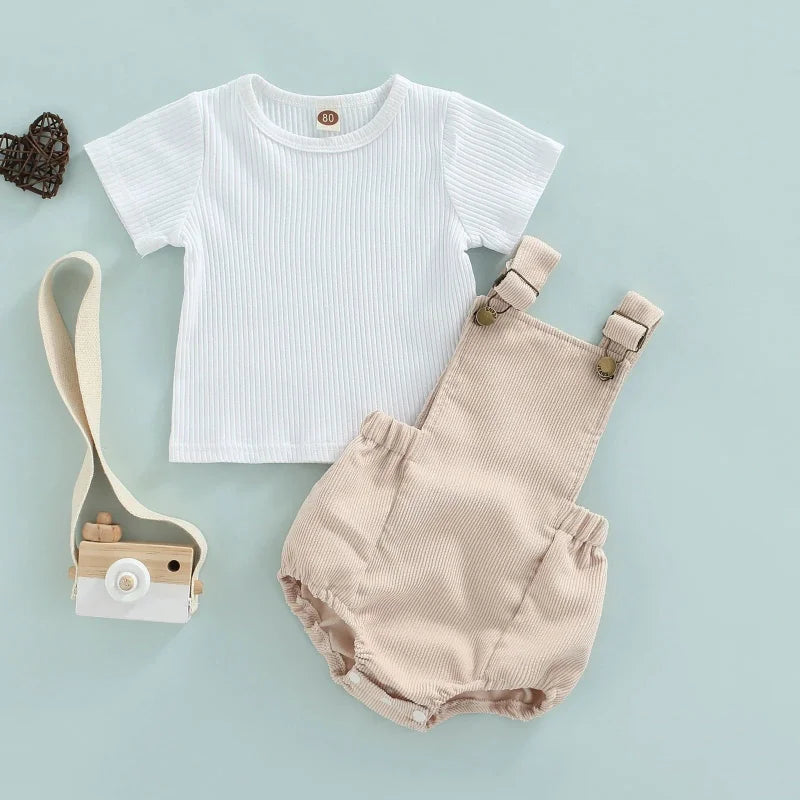 Conjunto Infantil Macacão e Camiseta Azul Lenogue