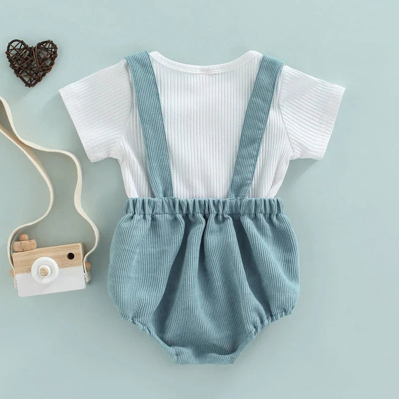 Conjunto Infantil Macacão e Camiseta Azul Lenogue