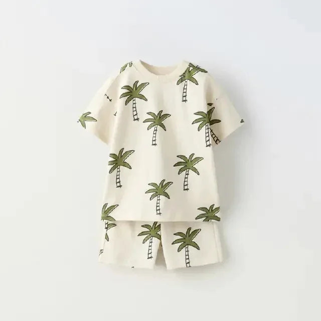 Conjunto de Roupas de Verão com Estampa Cartoon Lenogue