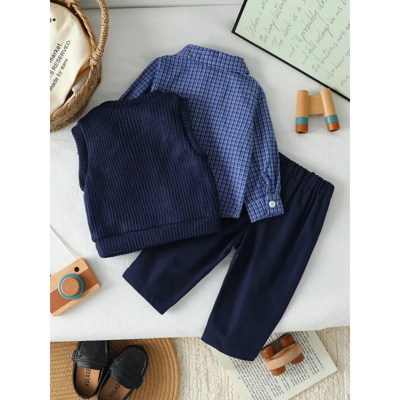 Conjunto Infantil 3 Peças Camisa Listrada Colete Calça Social Lenogue