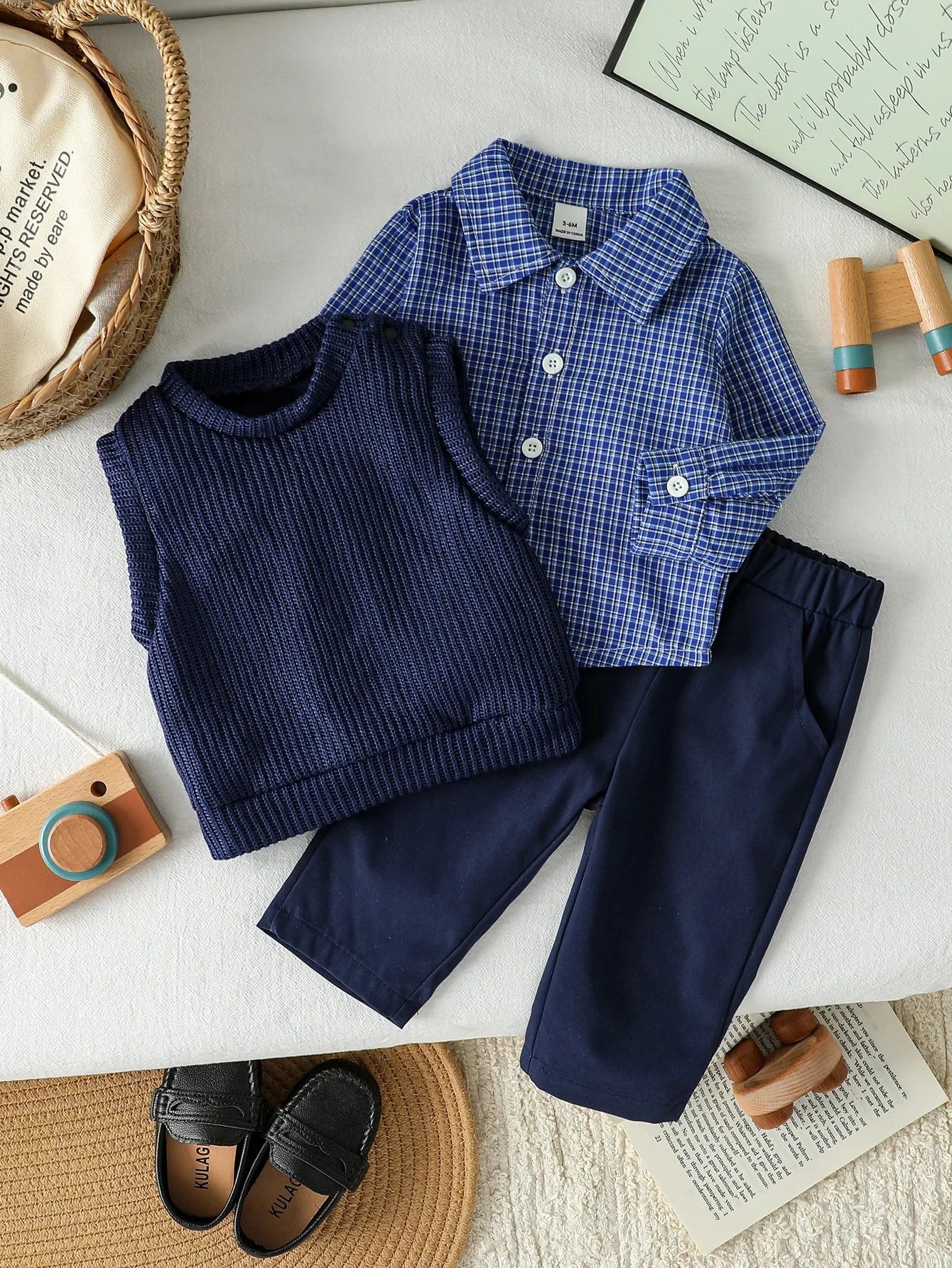 Conjunto Infantil 3 Peças Camisa Listrada Colete Calça Social Lenogue