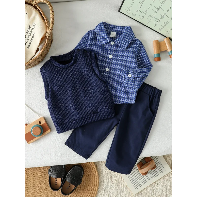 Conjunto Infantil 3 Peças Camisa Listrada Colete Calça Social Lenogue