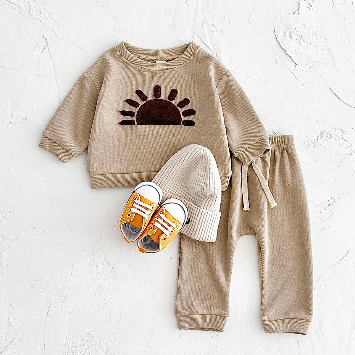 Conjunto Infantil Algodão Manga Longa Arco-Íris Casual Lenogue