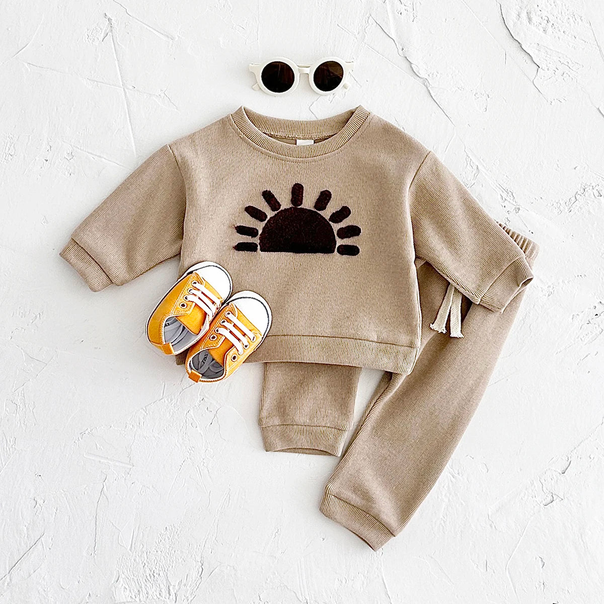 Conjunto Infantil Algodão Manga Longa Arco-Íris Casual Lenogue