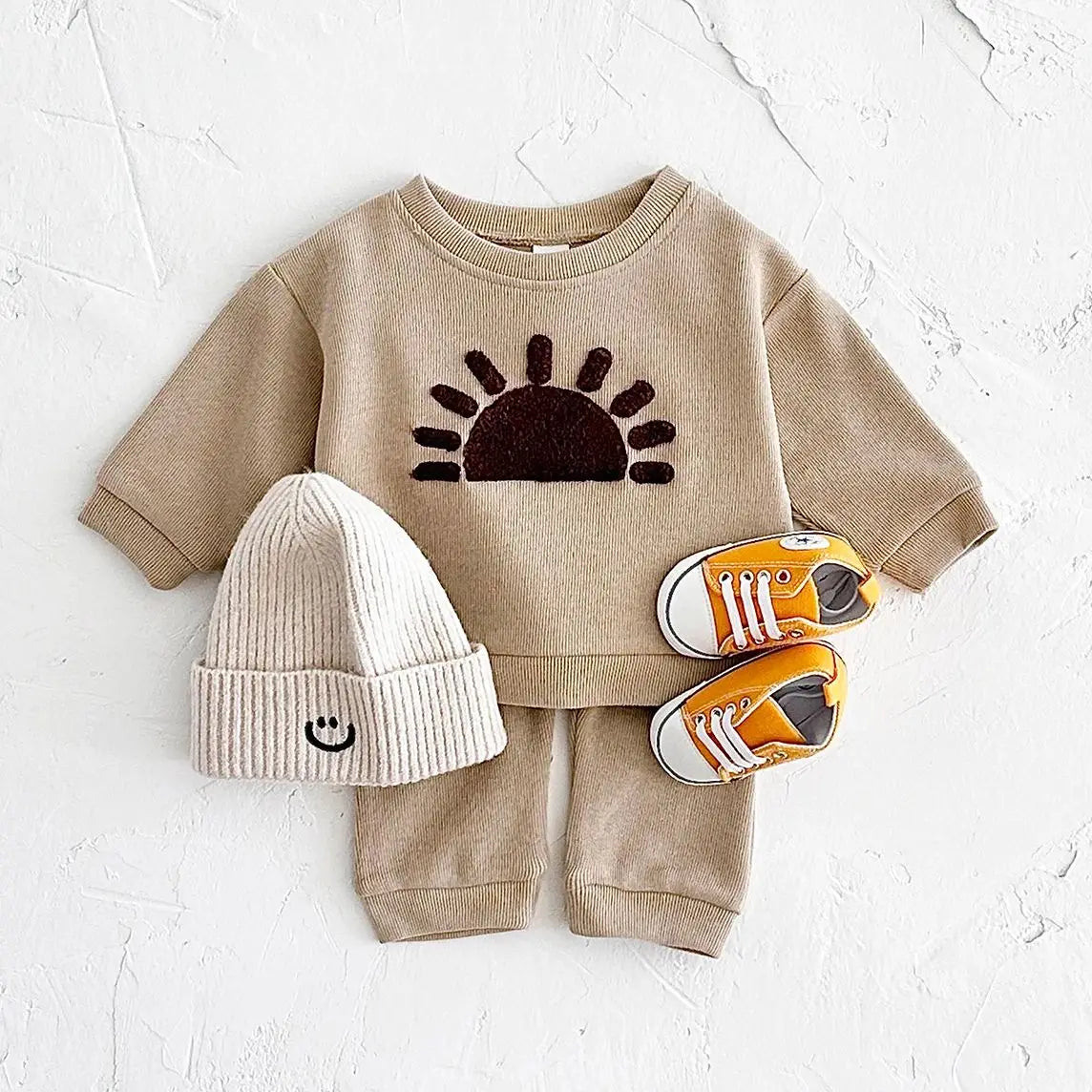 Conjunto Infantil Algodão Manga Longa Arco-Íris Casual Lenogue