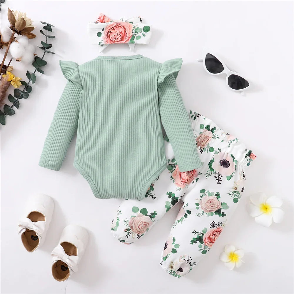 Conjunto Infantil Algodão Manga Longa Laço Tiara Chérie Lenogue