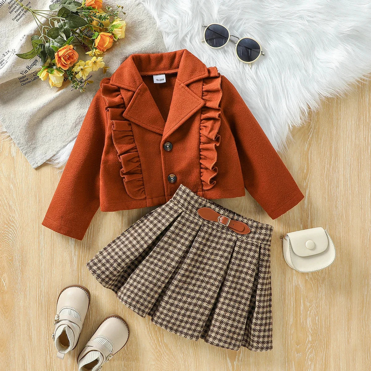 Conjunto Infantil Blazer Saia Manga Longa élégance Lenogue Vermelho / 18-24 Meses