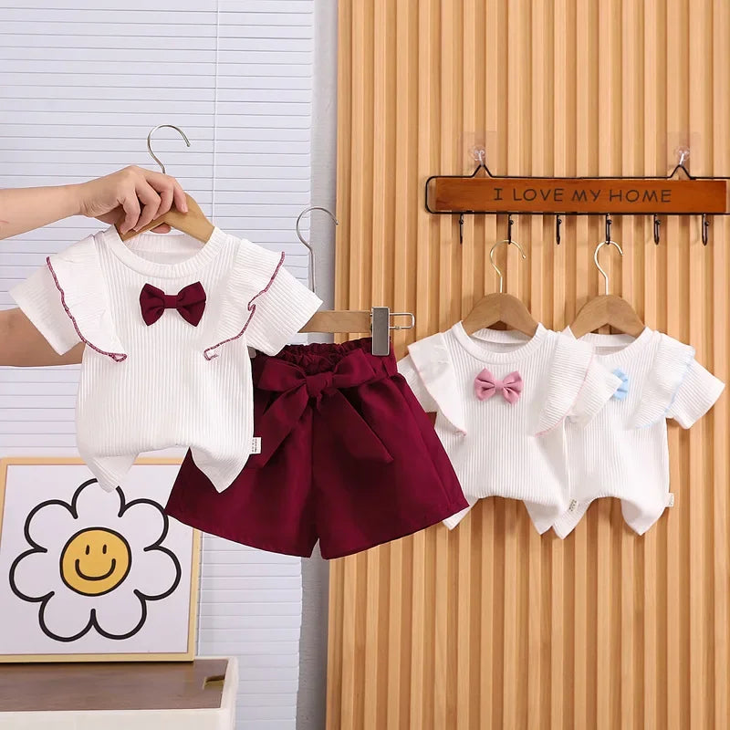 Conjunto Infantil Blusa Laço com Shorts Modelo Borboleta Lenogue