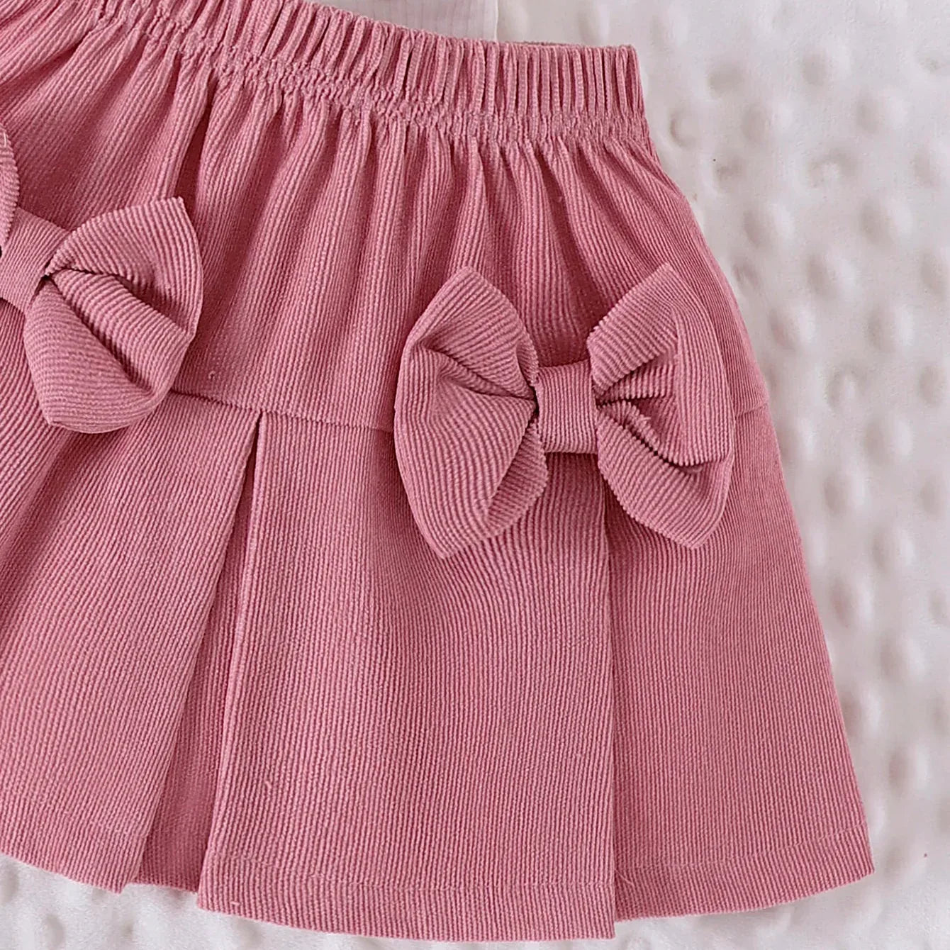 Conjunto Infantil Blusa Manga Bufante Coração e Saia Rosa Lenogue