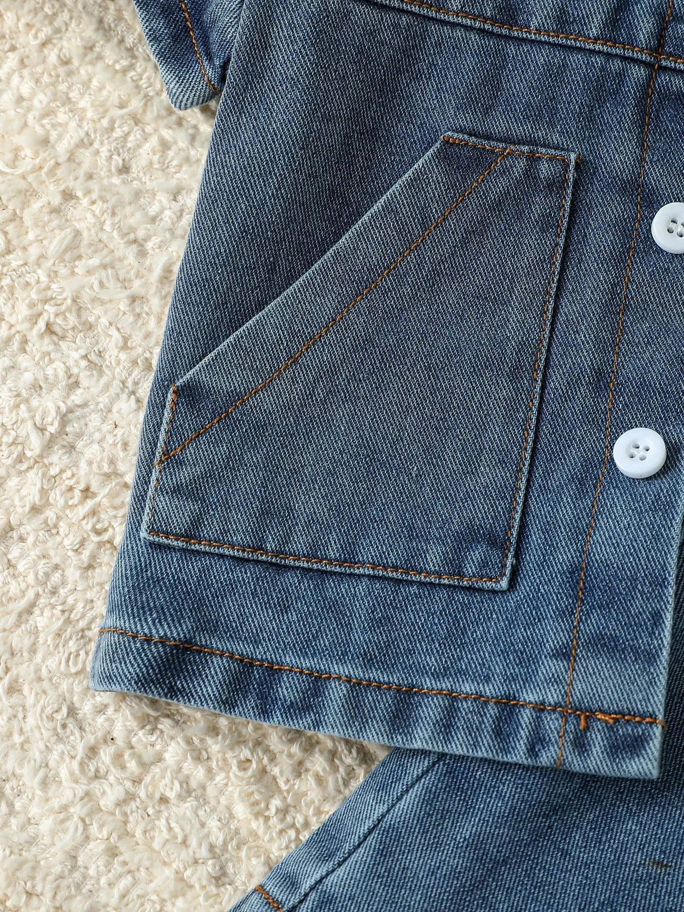 Conjunto Infantil Camisa Jeans e Shorts Modelo Denim Lenogue