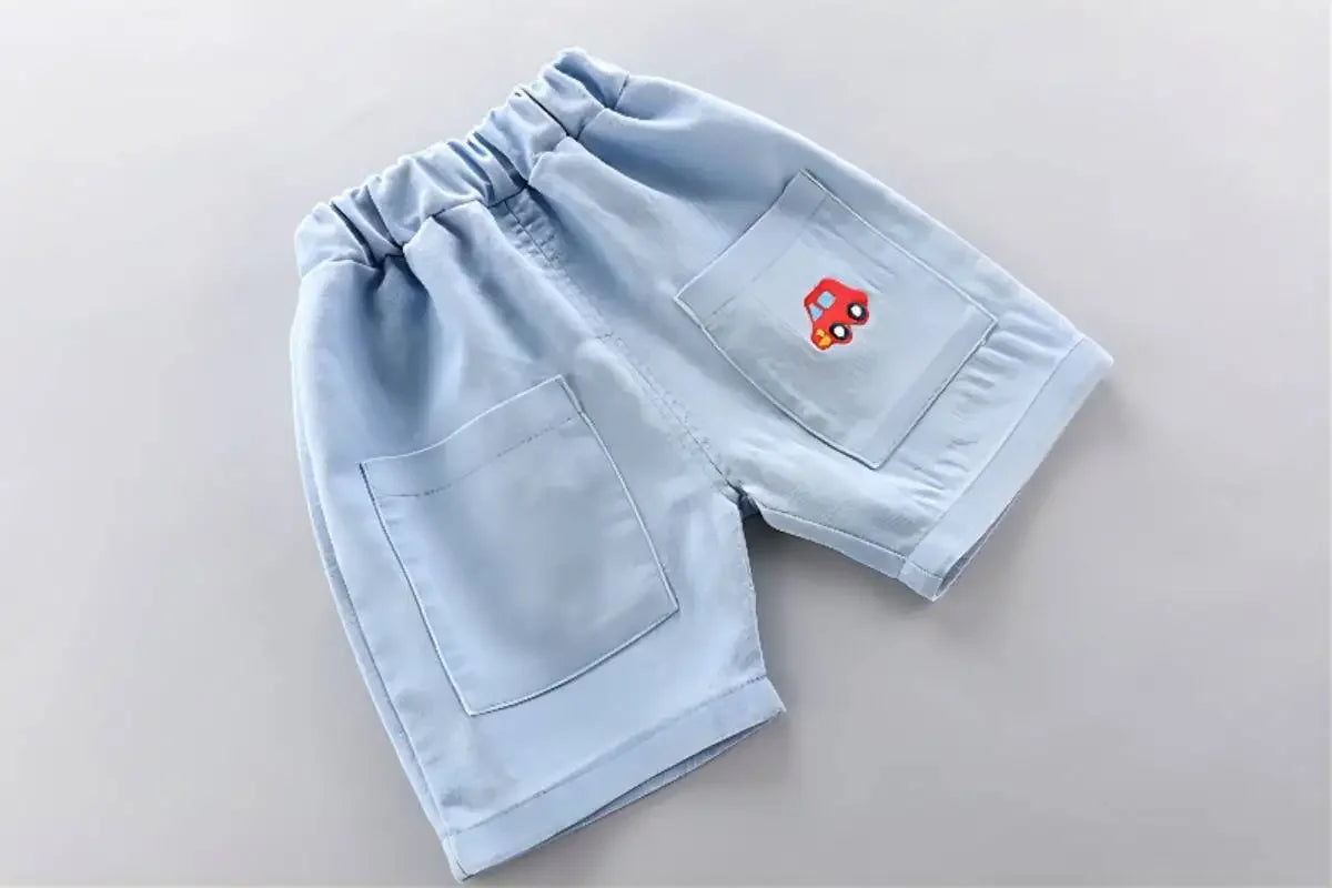 Conjunto Infantil Camisa Polo com Shorts Jeans de Verão Lenogue
