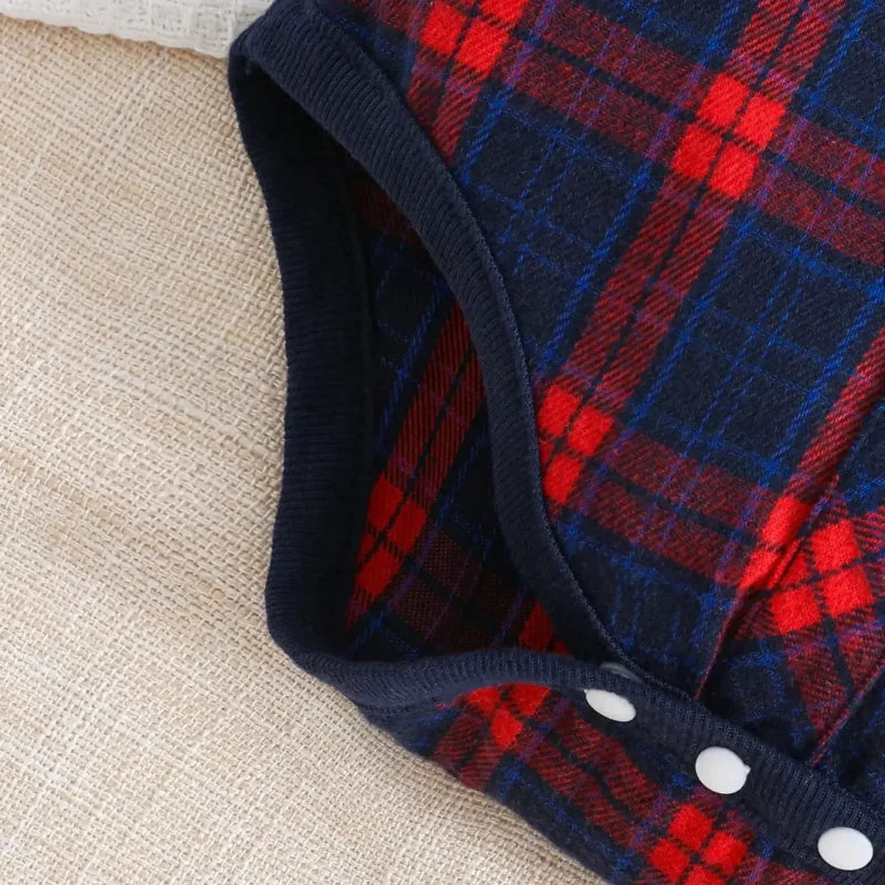 Conjunto Infantil Camisa Xadrez Manga Longa e Macacão Cotelê Lenogue