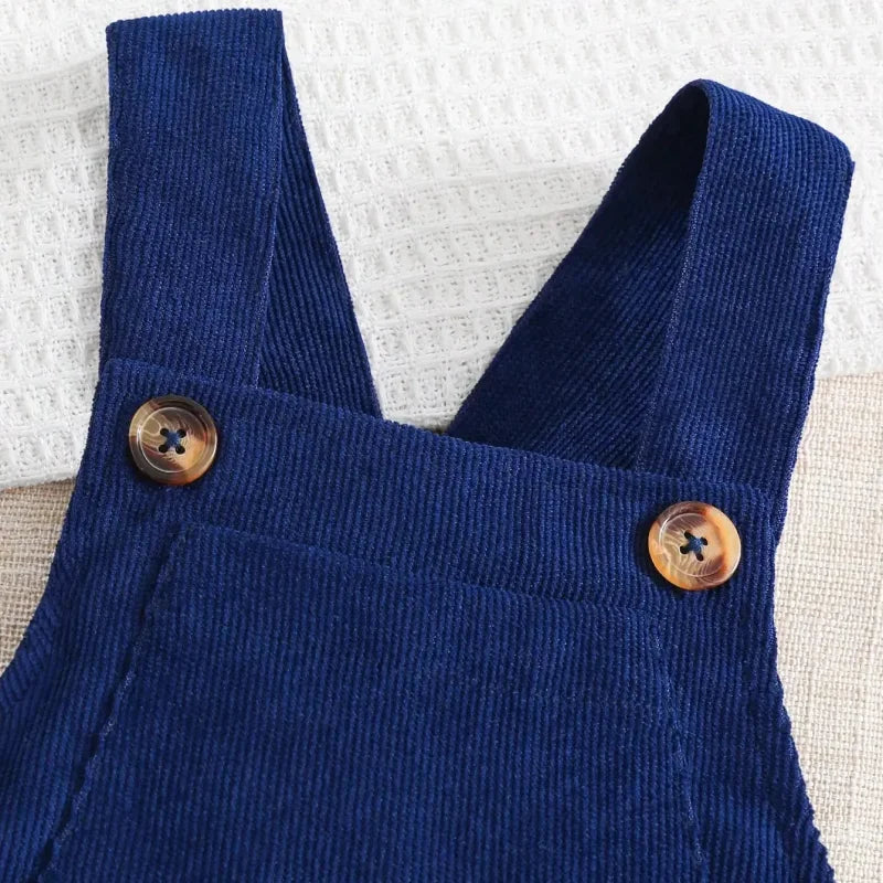 Conjunto Infantil Camisa Xadrez Manga Longa e Macacão Cotelê Lenogue