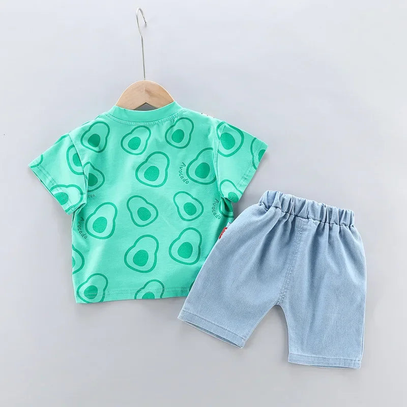 Conjunto Infantil Camiseta com Bolsa e Shorts Modelo Cartoon Lenogue