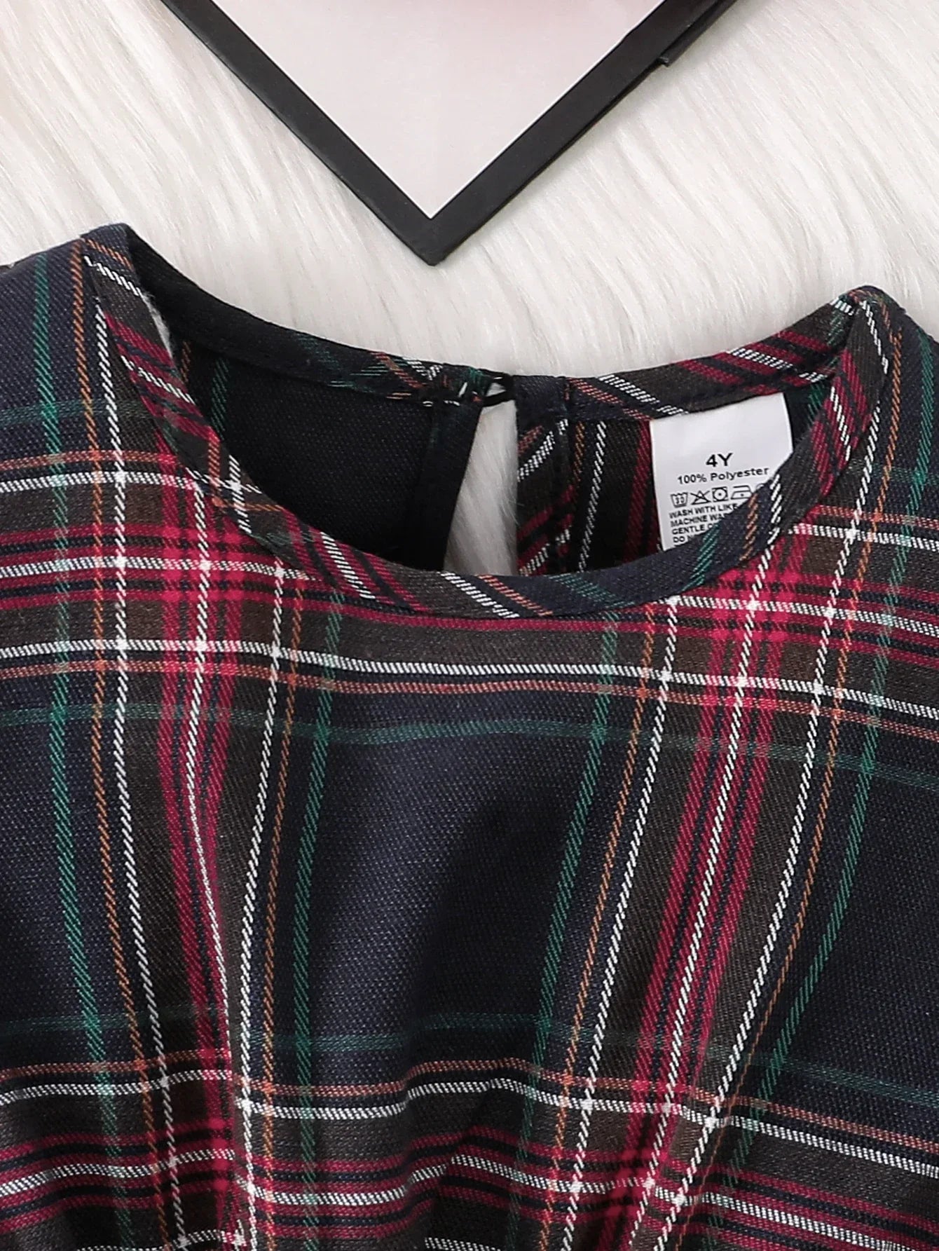 Conjunto Infantil Cardigan Vermelho Xadrez Laço Rétro Lenogue