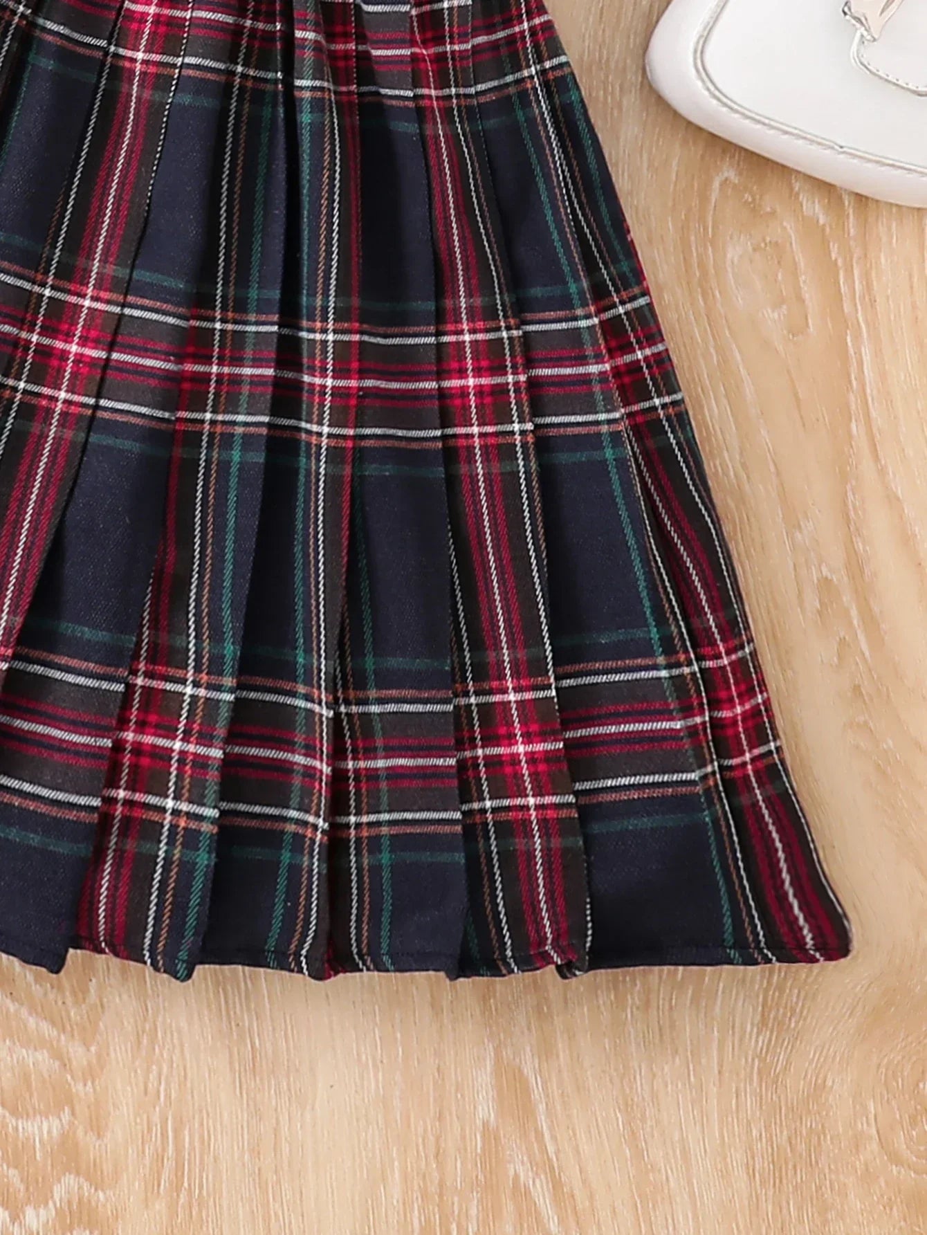 Conjunto Infantil Cardigan Vermelho Xadrez Laço Rétro Lenogue