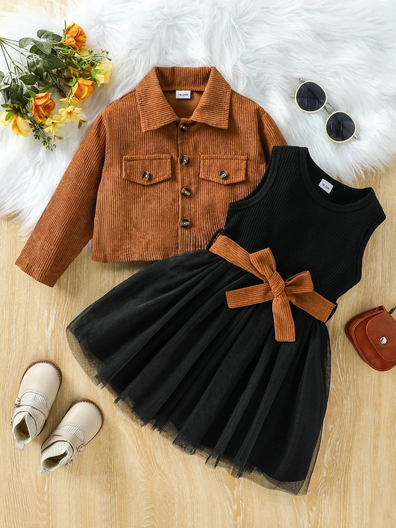 Conjunto Infantil Casaco Vestido Manga Longa Parisienne Lenogue