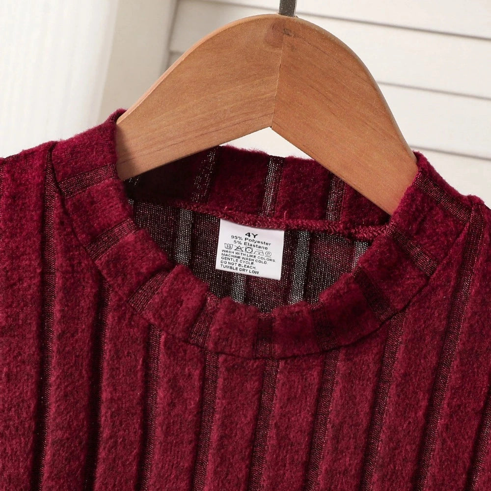 Conjunto Infantil Colete Pelo Sintético Vestido Canelado Lenogue