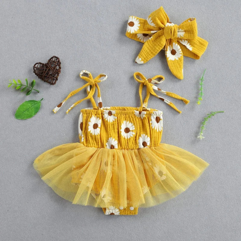 Conjunto Infantil Feminino Margarida Amarelo com Macio Margarida Body e Saia Amarelo / 3 Meses