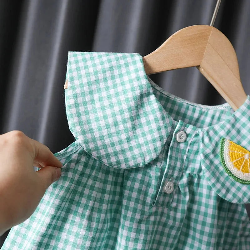 Conjunto Infantil Feminino Maya Xadrez Vermelho Lenogue