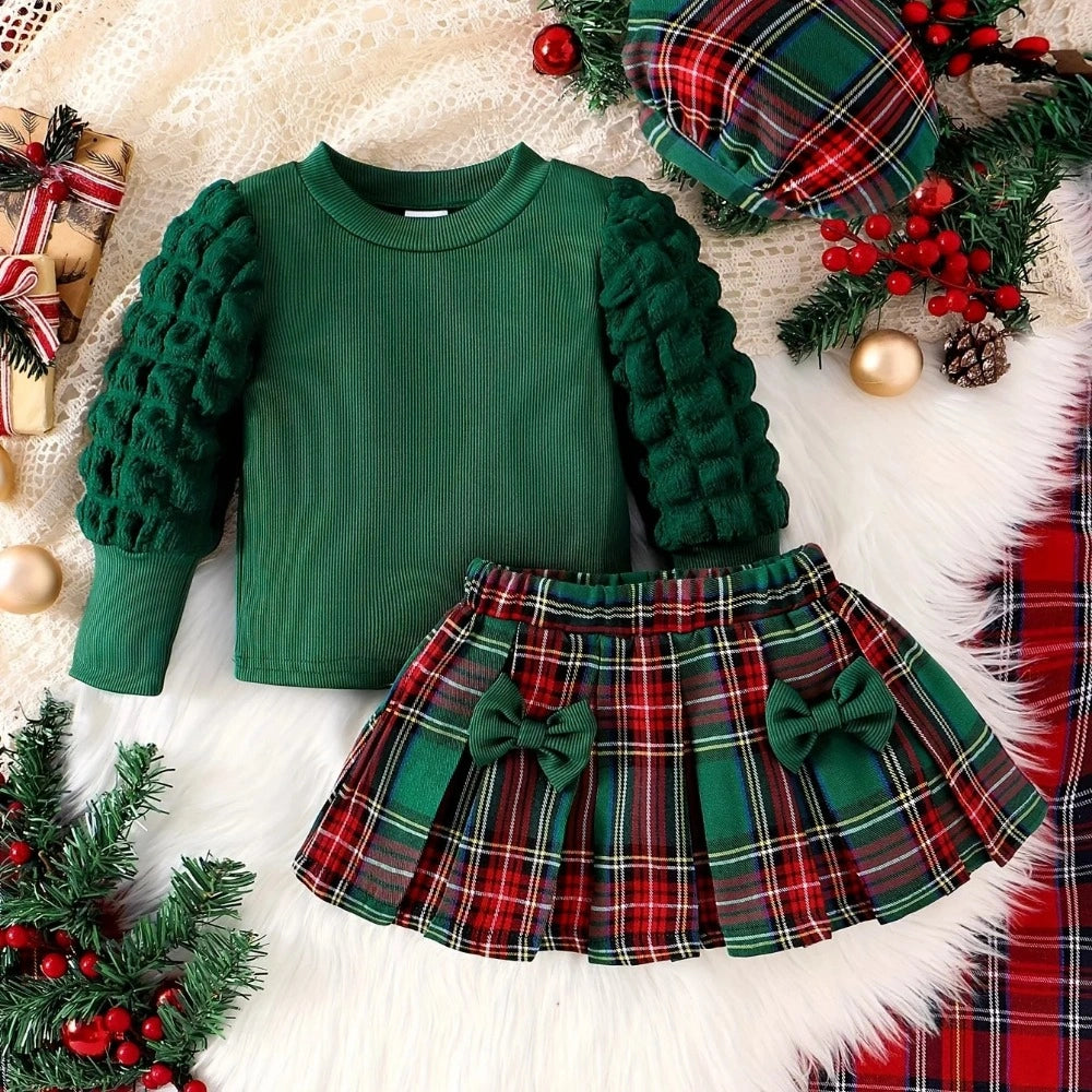 Conjunto Infantil Feminino Natalino Blusa Saia Trésor Lenogue