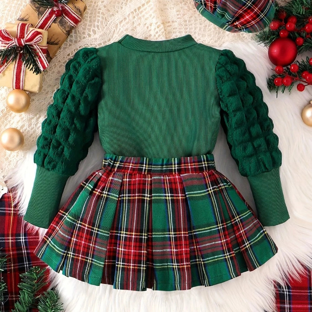Conjunto Infantil Feminino Natalino Blusa Saia Trésor Lenogue