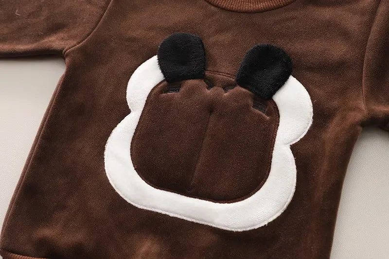 Conjunto Infantil Fleece Capuz Leão Cartoon Intrépide Lenogue