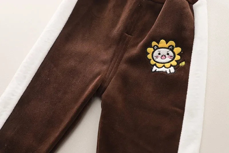 Conjunto Infantil Fleece Capuz Leão Cartoon Intrépide Lenogue
