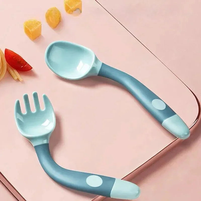 Conjunto Infantil Garfo e Colher Silicone Lenogue Verde