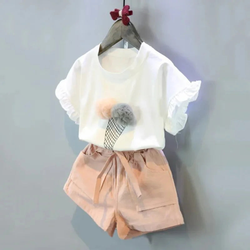 Conjunto Infantil Ice Cream Lenogue Estilo Casual para Verão