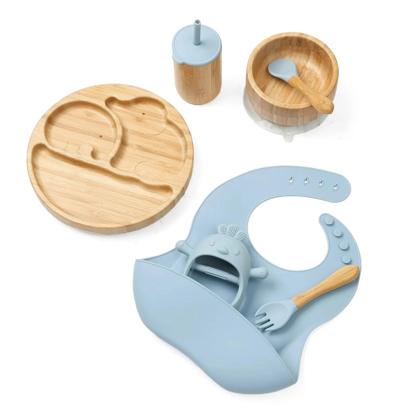 Conjunto Infantil Introdução Alimentar 7 Peças Lenogue Azul