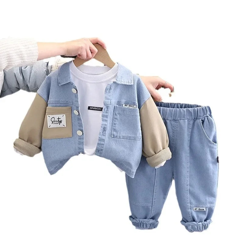 Conjunto Infantil Jeans Lapela Bicolor Bolsos Urbain Lenogue