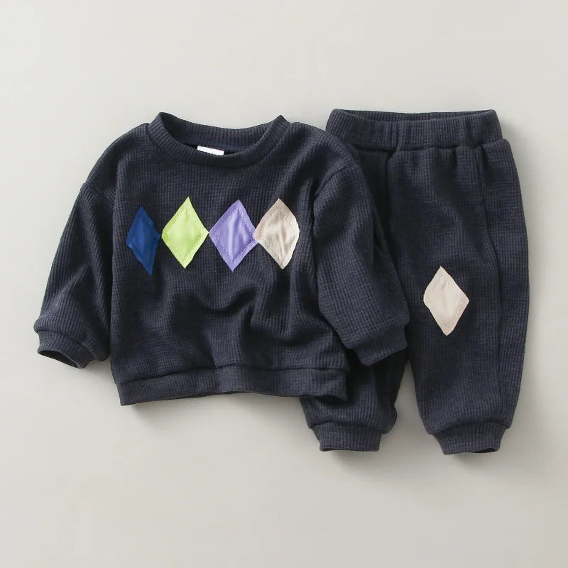 Conjunto Infantil Suéter e Calça Algodão Cinza Lenogue Azul / 0-3 Meses (59 Cm)