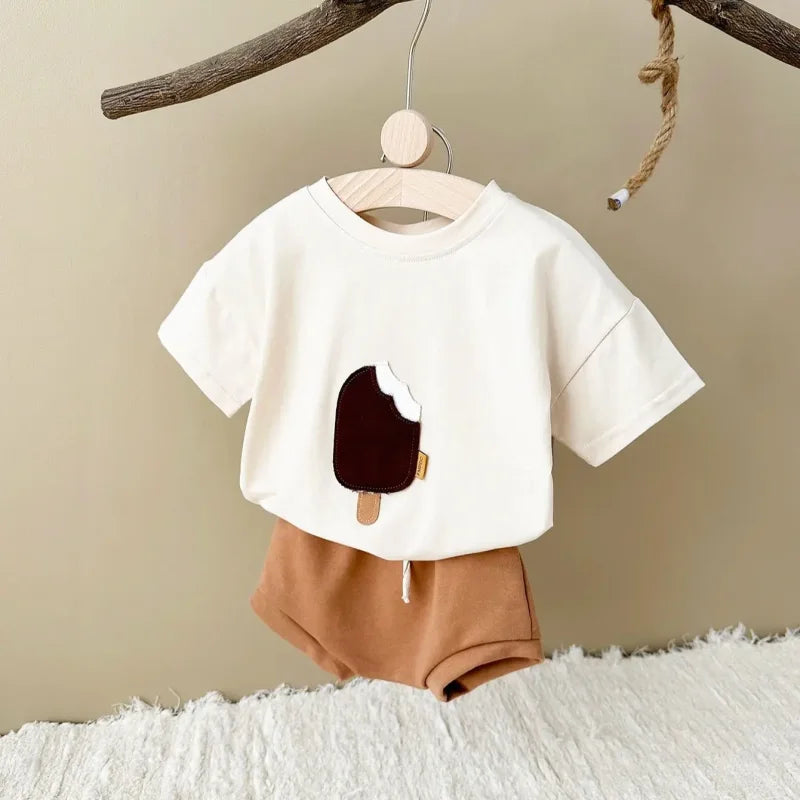 Conjunto Infantil Lenogue Oferece Leveza e Estilo com Estampa de Sorvete para Bebês