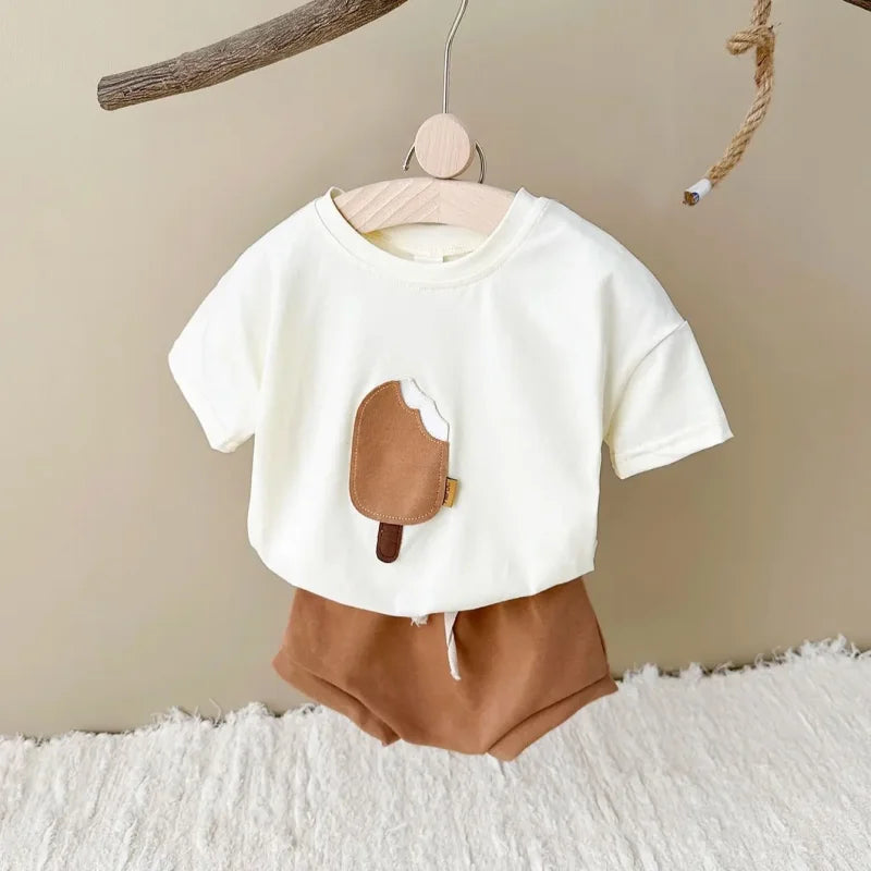 Conjunto Infantil Lenogue Oferece Leveza e Estilo com Estampa de Sorvete para Bebês