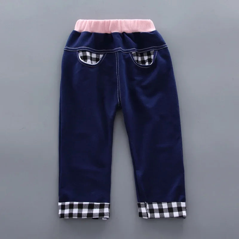 Conjunto Infantil Manga Longa Xadrez Laço Calça Tendance Lenogue
