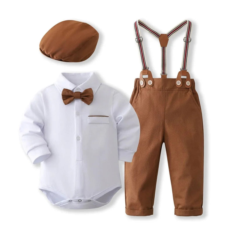 Conjunto Infantil Masculino Tommy Shelby Lenogue para Ocasiões Especiais Marrom / 0-3 Meses (55-59cm)