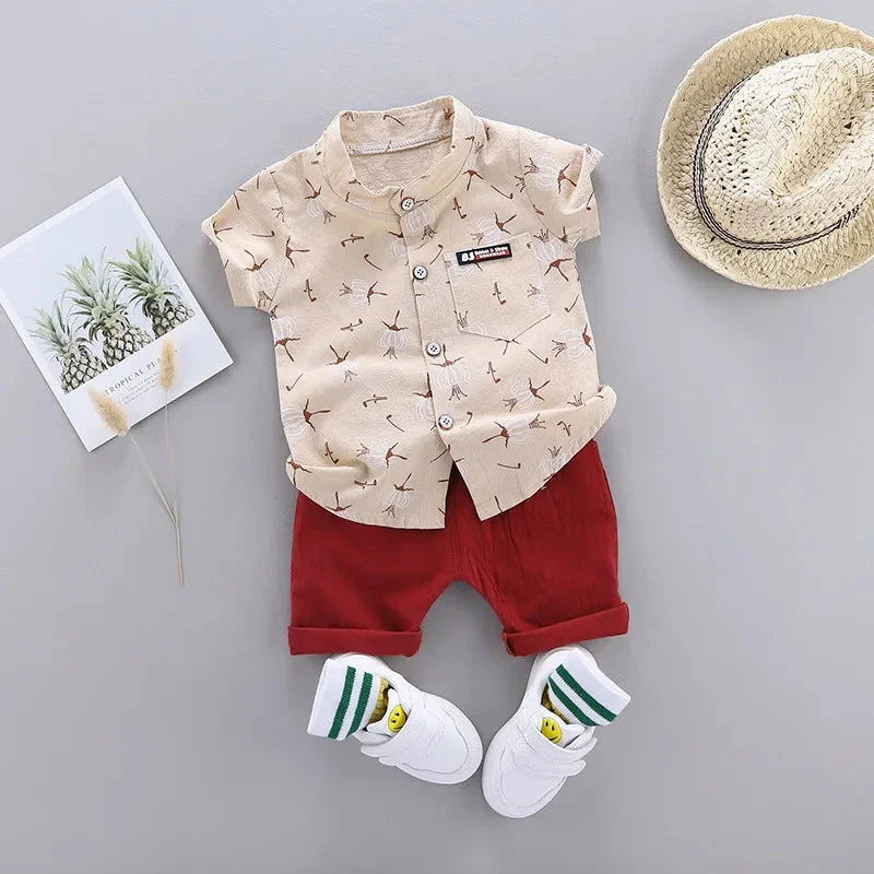 Conjunto Infantil Masculino Vito Azul Lenogue para dias Quentes Creme / p - 12 Meses (80cm)